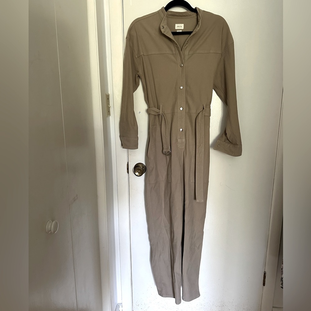 Wilfred Tan Button-Up Jumpsuit